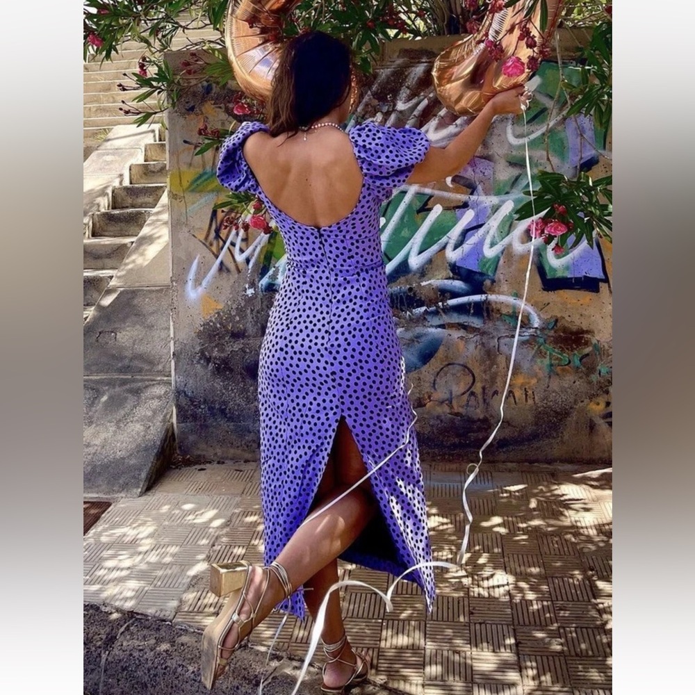 Zara Lavender Purple Polka-Dot Maxi Dress - Picture 2 of 6